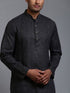 Vastramay Men's Black Cotton Kurta with Pant Set